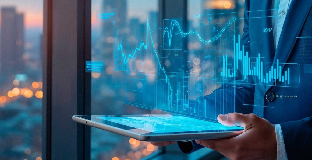 businessman analyzing stock market